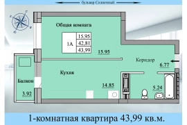 Большая однушка в Солнечном!